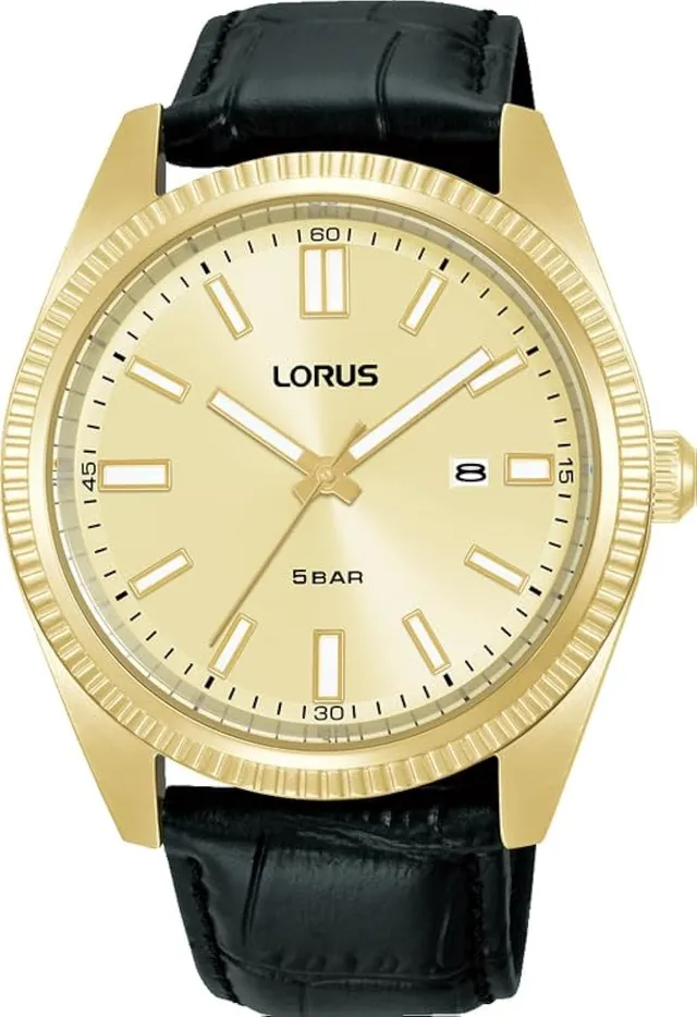 lorus-herrenuhren-quarz-uhr-schwarz-gold-edelstahl image 1