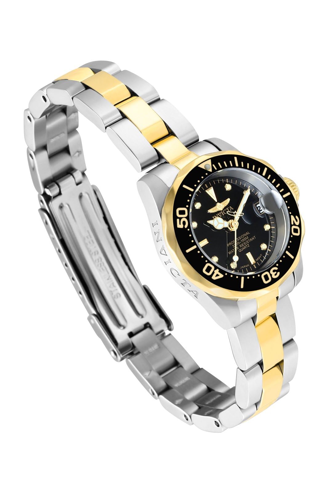 invicta-pro-diver-damenuhr-quarz-edelstahl-zweifarbig-schwarz image 2