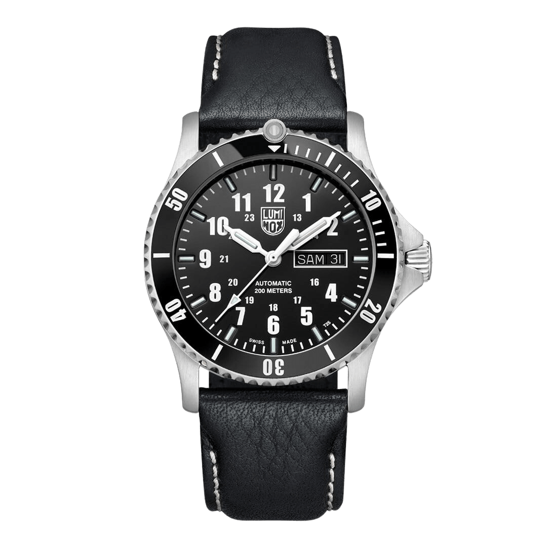 luminox-sport-timer-42mm-herrenuhr-automatik-taucheruhr-leder image 1