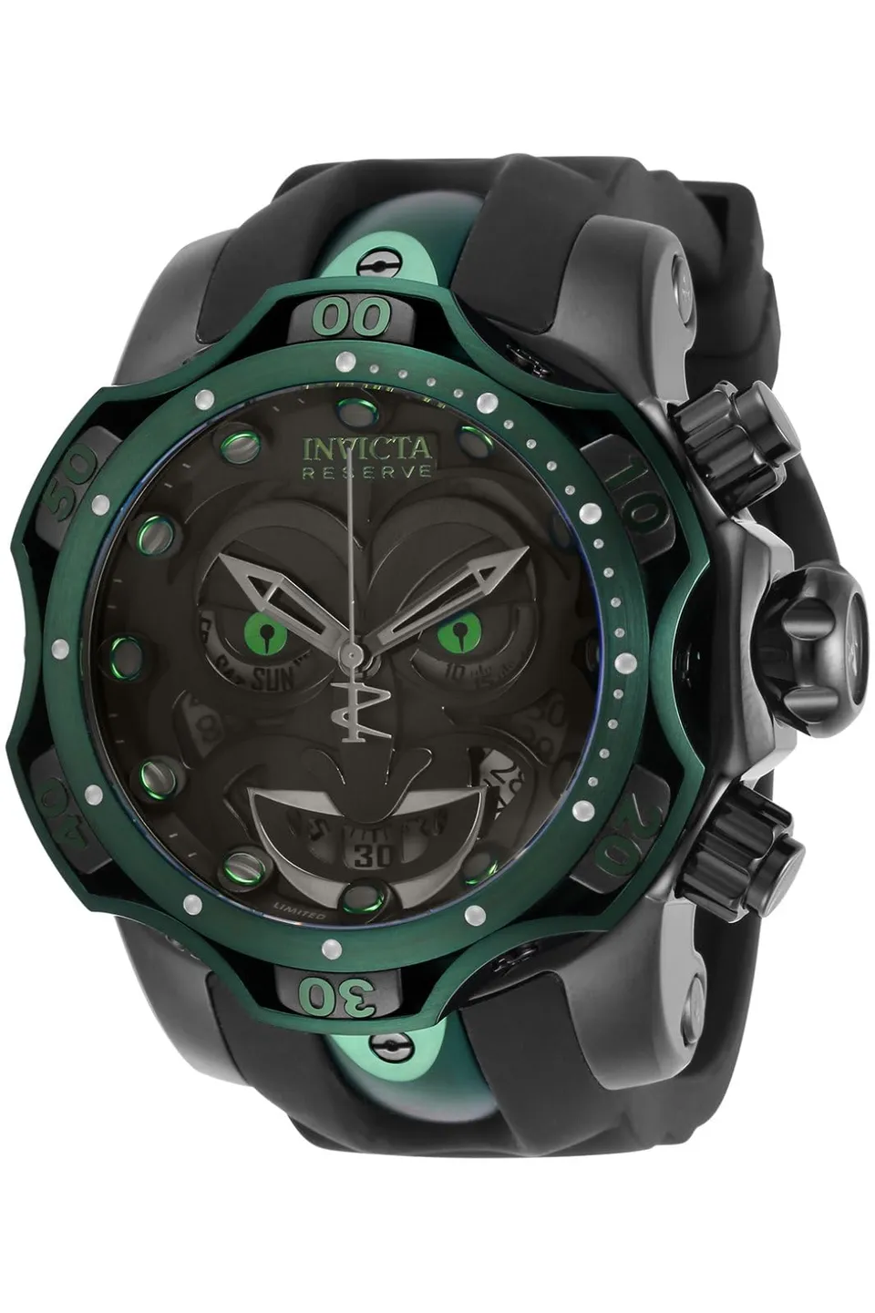 invicta-reserve-30064-joker-herrenuhr-52mm-schwarz-gr-n-silikon image 1