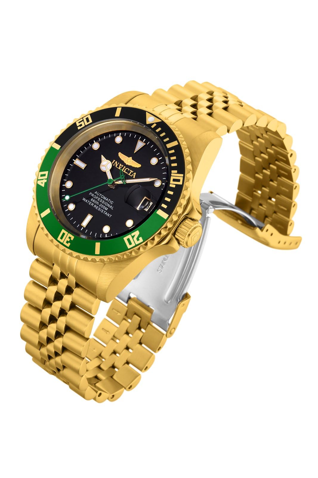invicta-pro-diver-automatikuhr-herren-42mm-gold-schwarz-gr-n image 2