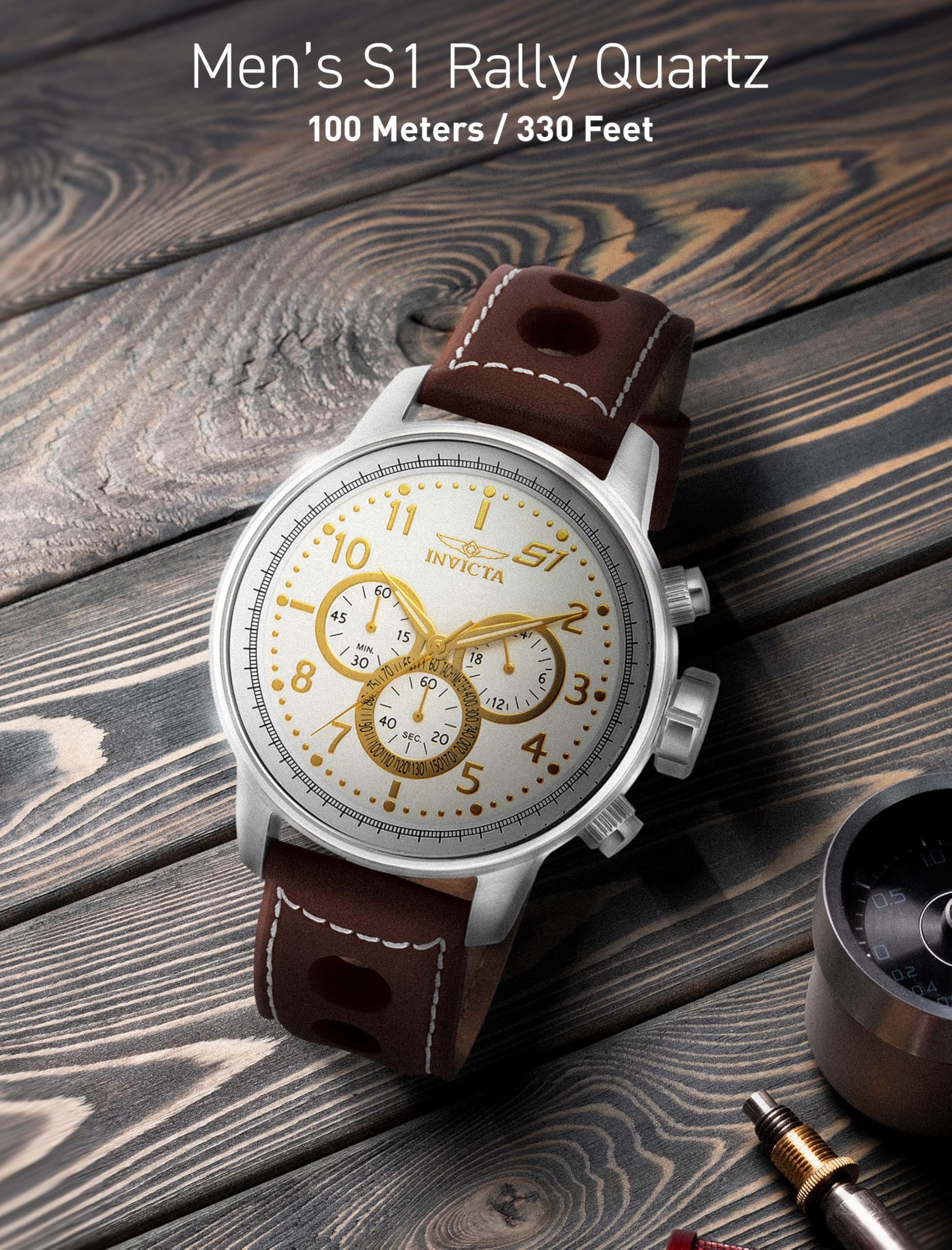 invicta-s1-rally-herrenuhr-48mm-braun-wei-quarz-edelstahl image 6