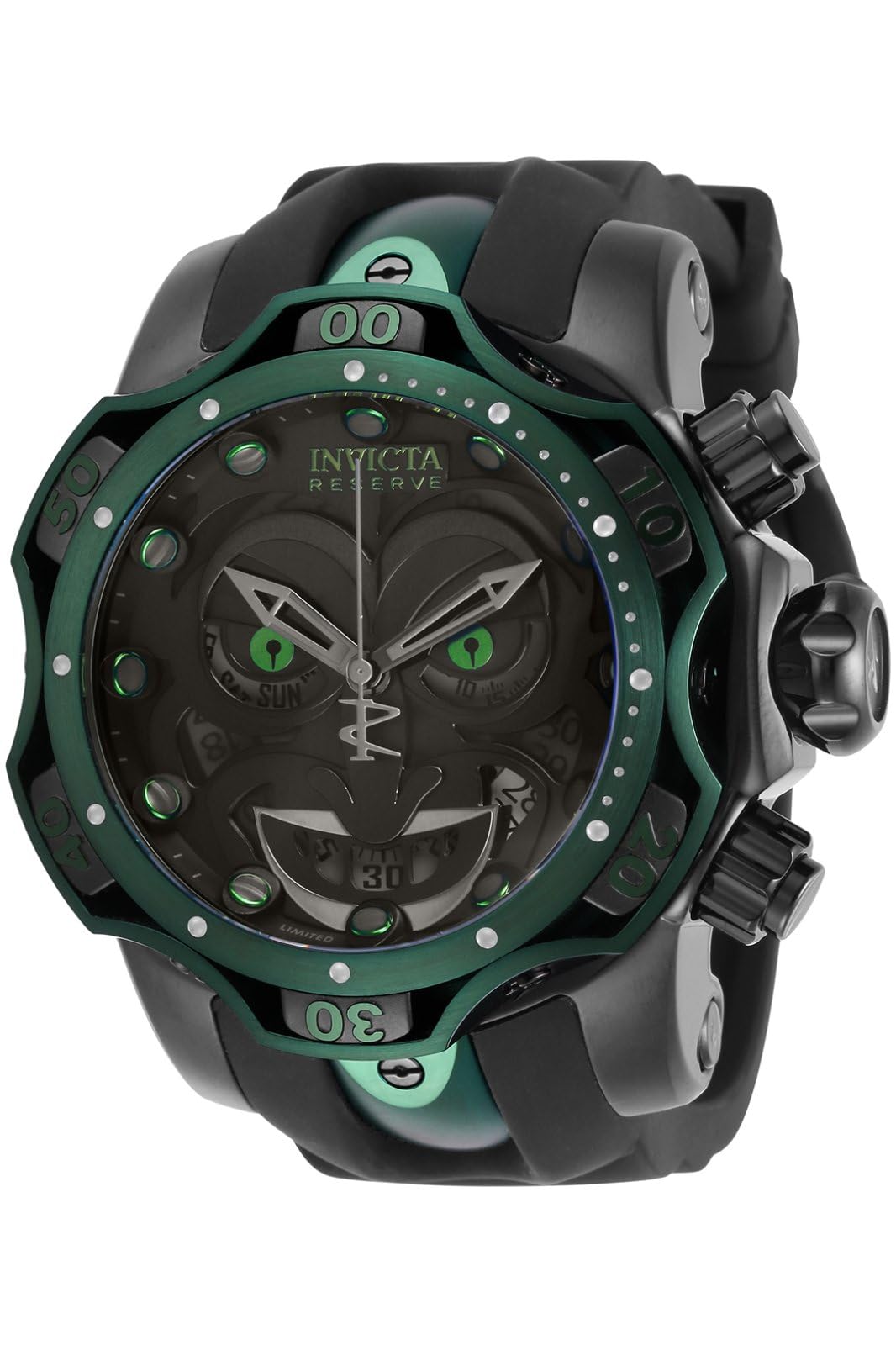 invicta-reserve-30064-joker-herrenuhr-52mm-schwarz-gr-n-silikon image 1