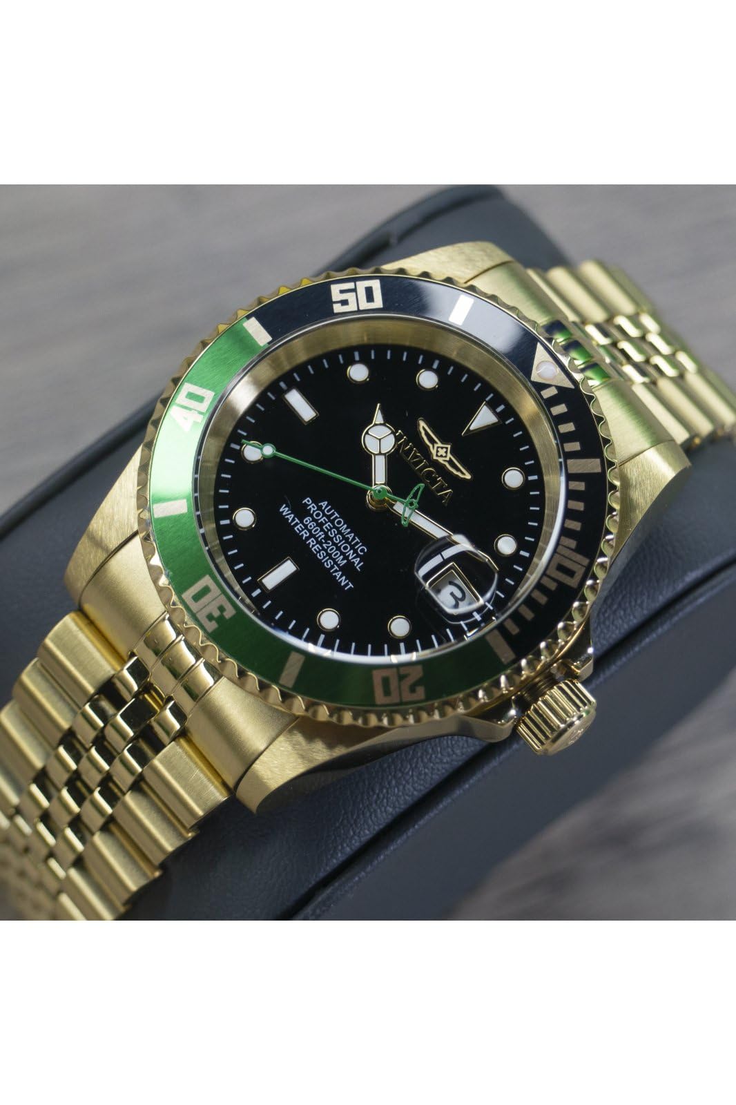 invicta-pro-diver-automatikuhr-herren-42mm-gold-schwarz-gr-n image 6