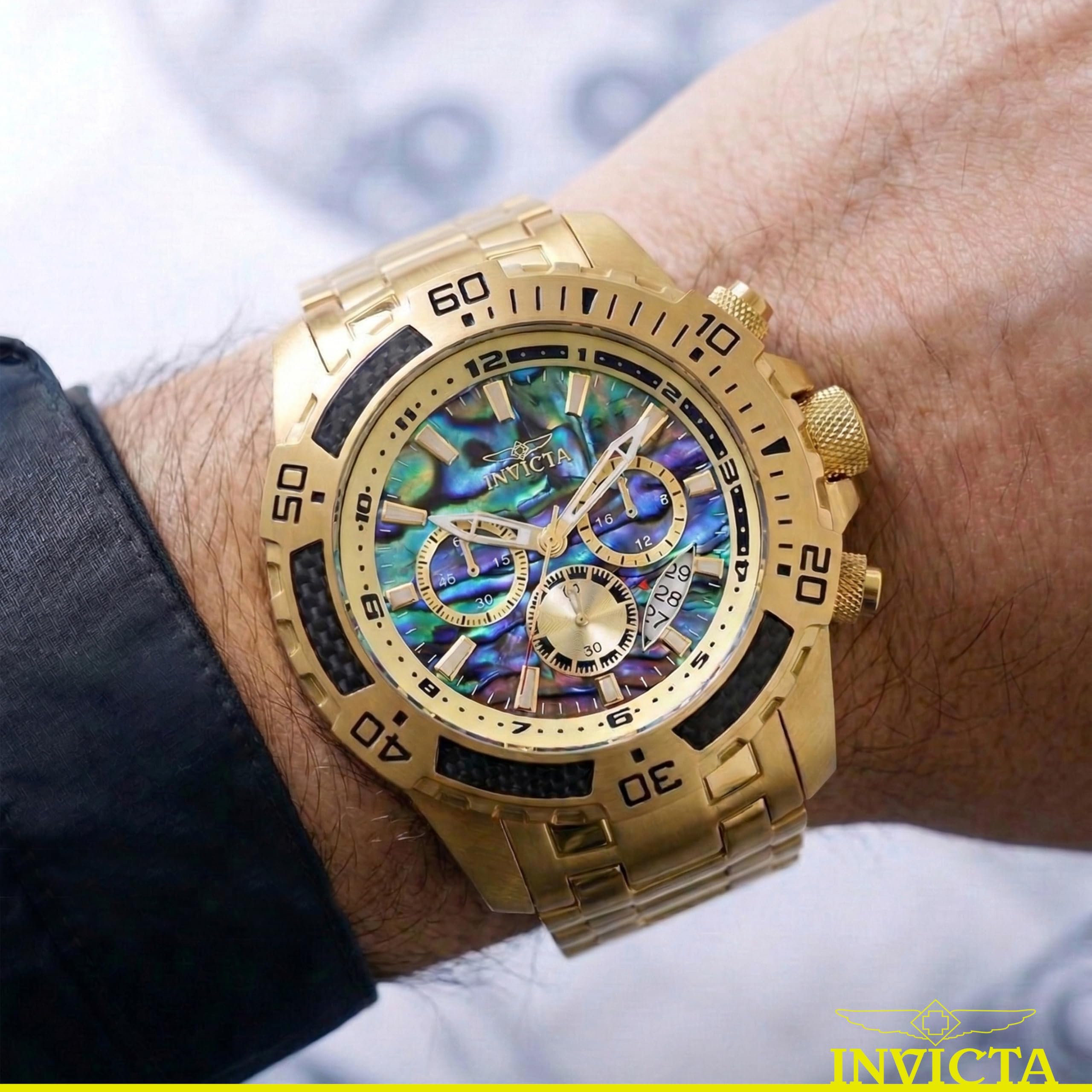 invicta-pro-diver-herrenuhr-51mm-gold-benzin-quarz image 2