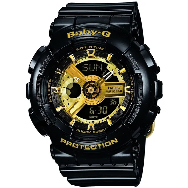 casio-baby-g-damenuhr-armbanduhr-schwarz-gold-digital image 1