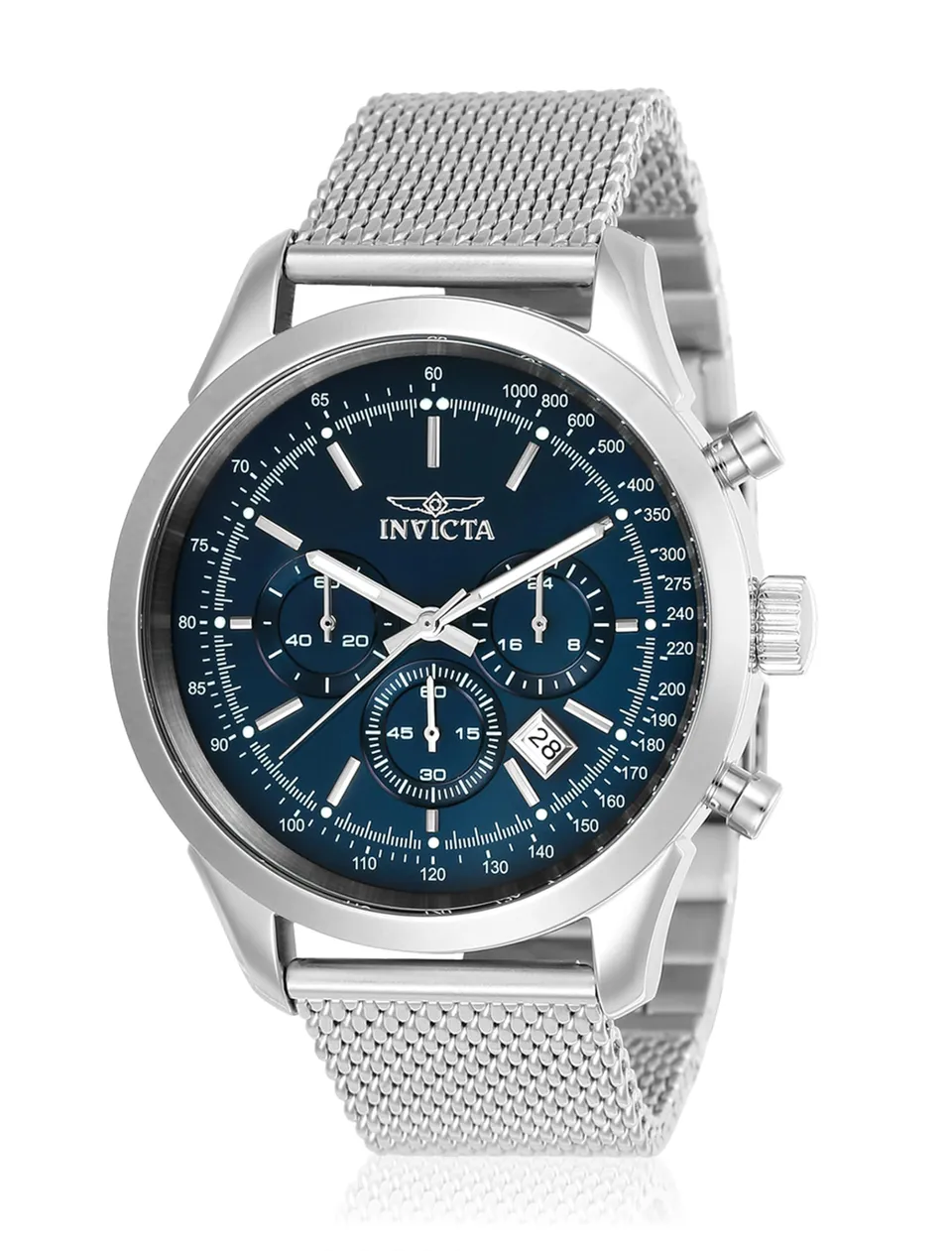 invicta-speedway-herrenuhr-45mm-silber-blau-edelstahl-quarz image 1
