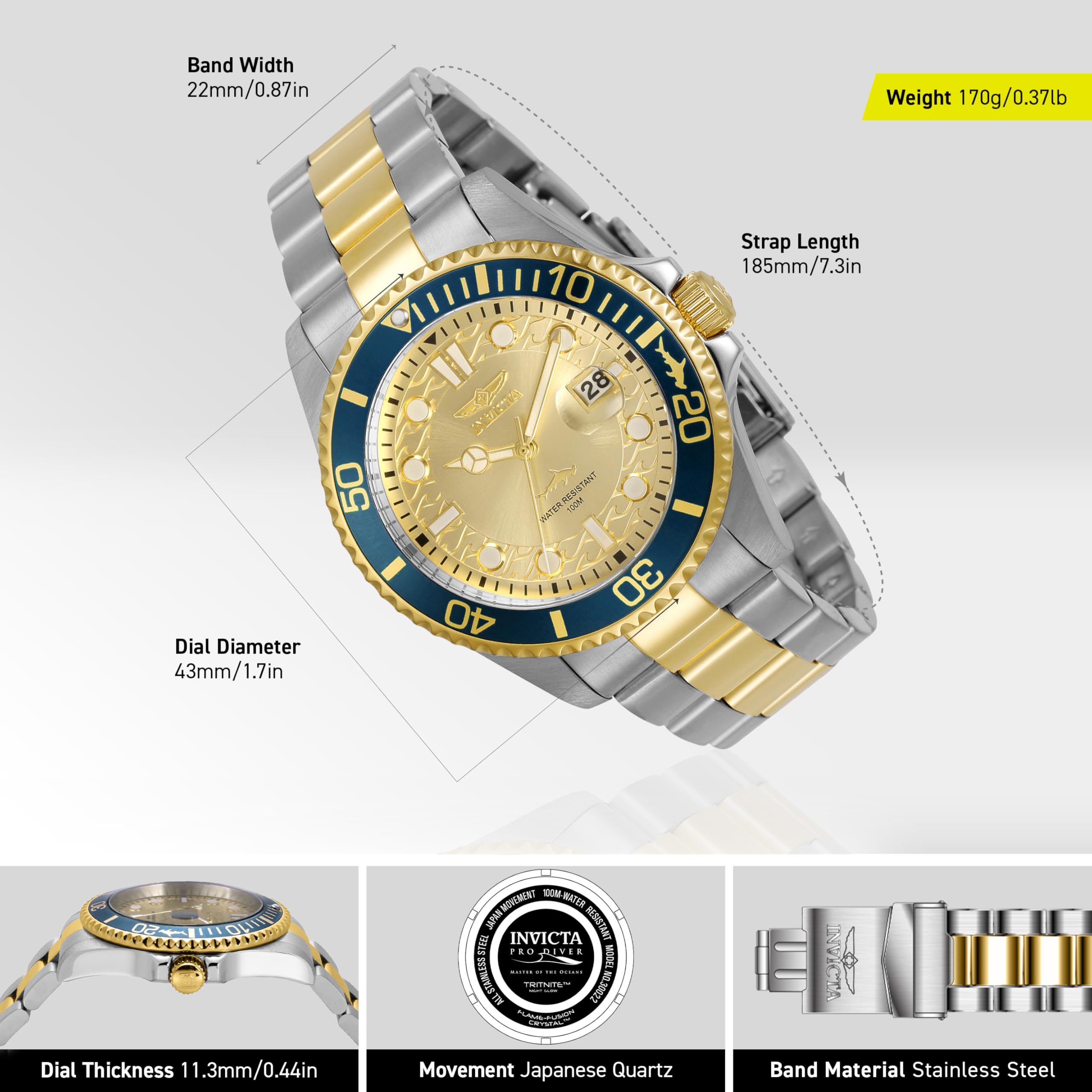 invicta-pro-diver-herrenuhr-43mm-quarz-blau-zwei-ton image 3
