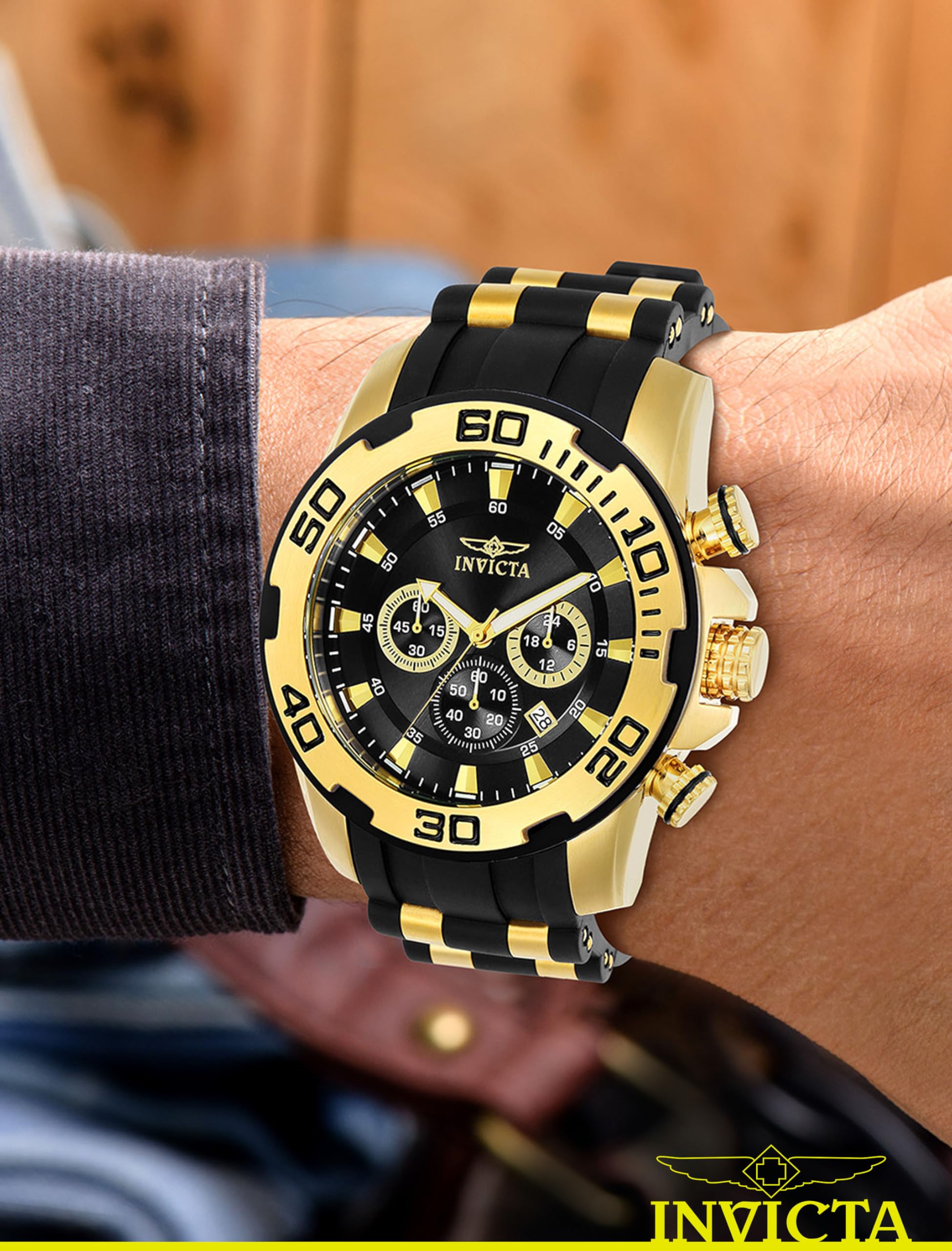 invicta-pro-diver-50mm-herrenuhr-quarz-schwarz-gold image 2