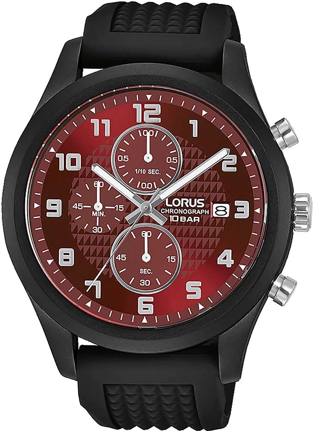 lorus-herrenuhren-herren-uhr-schwarz-rot-analog image 1
