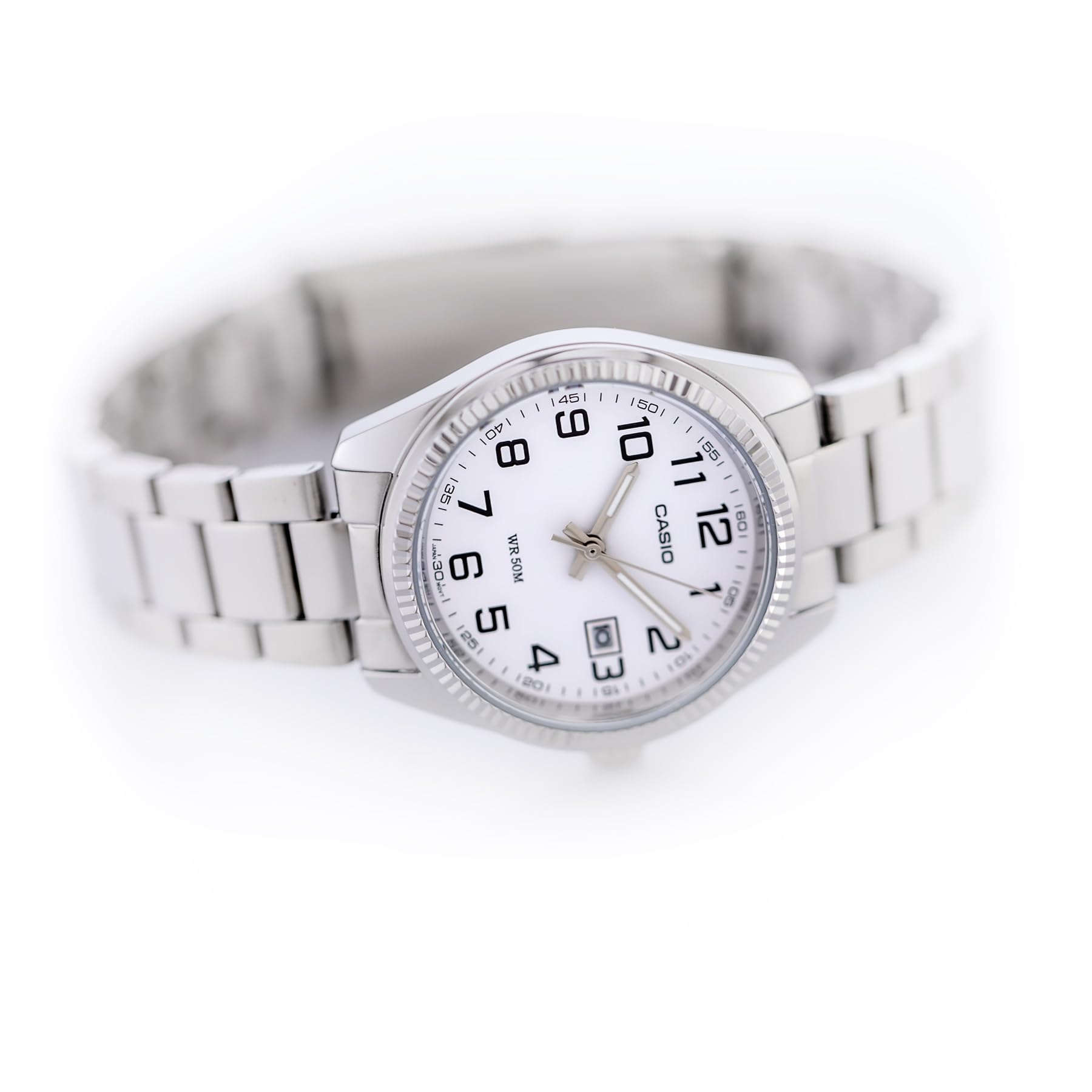 casio-damen-analog-quarz-armbanduhr-edelstahl-silber image 1