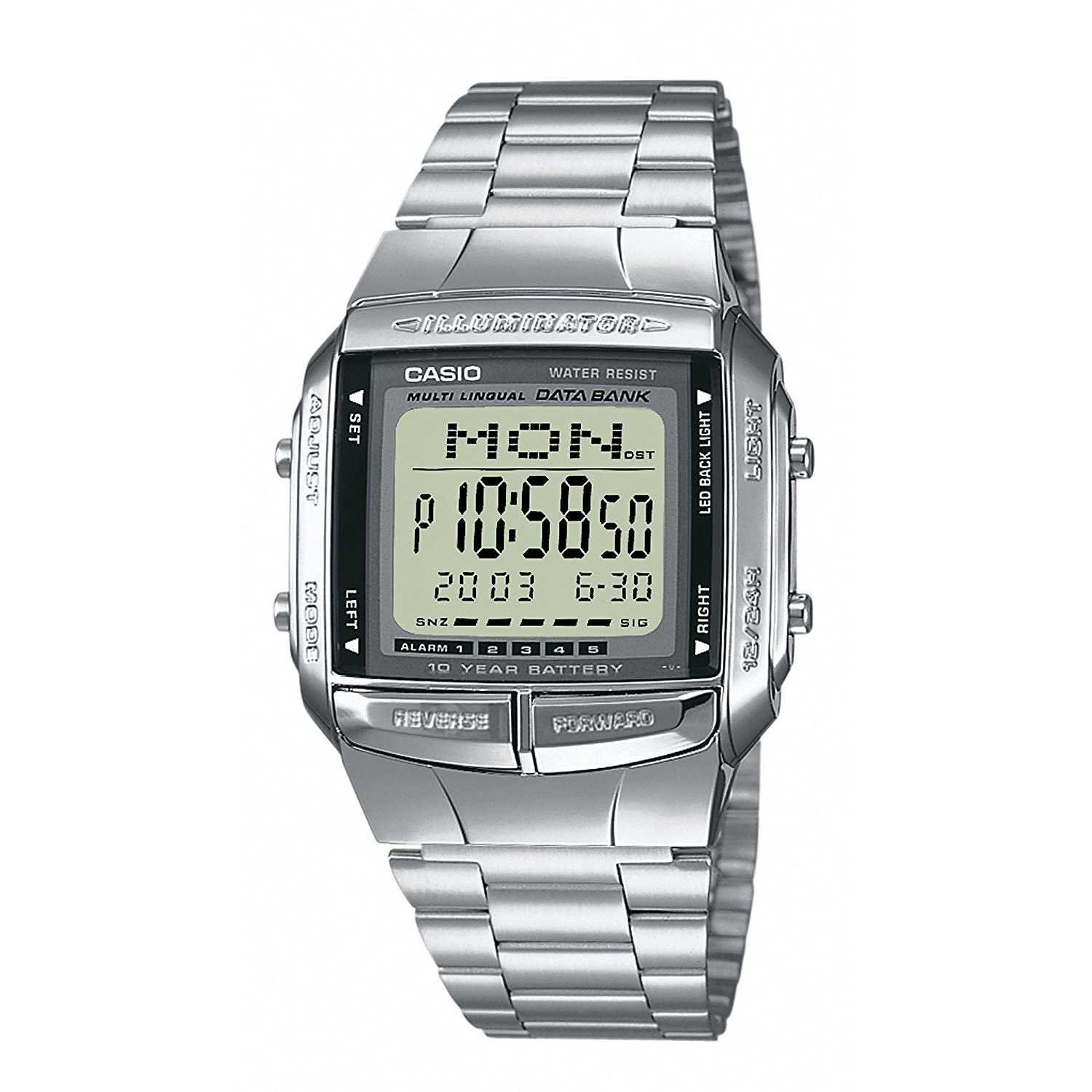 casio-db-360gn-collection-databank-herrenuhr-silber-grau image 1