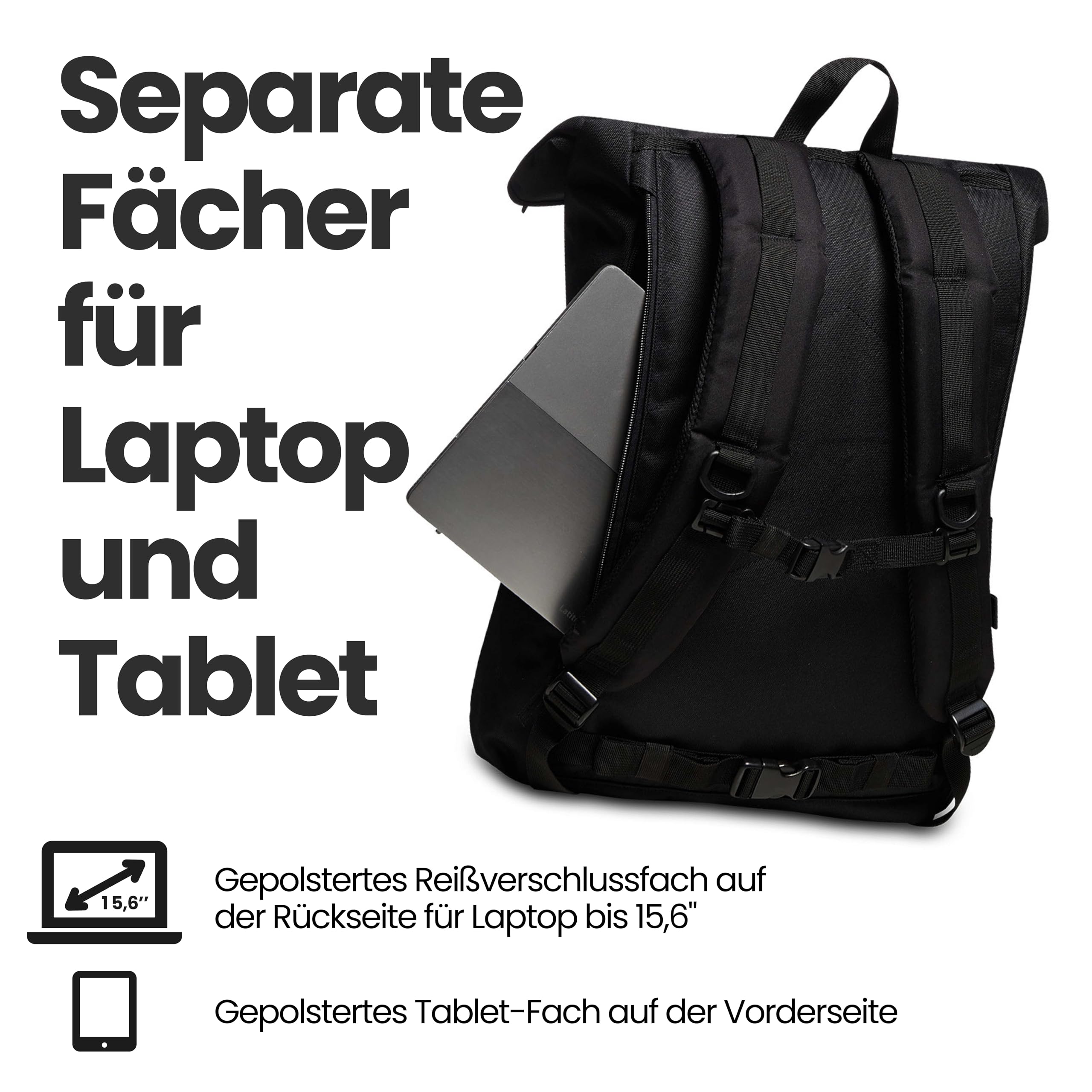 invicta-act-fold-rucksack-schwarz-23l-laptopfach-15-6 image 3