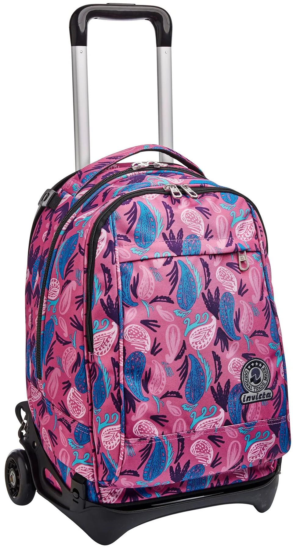 invicta-trolley-rucksack-rollen-rosa-34l-paisley image 1