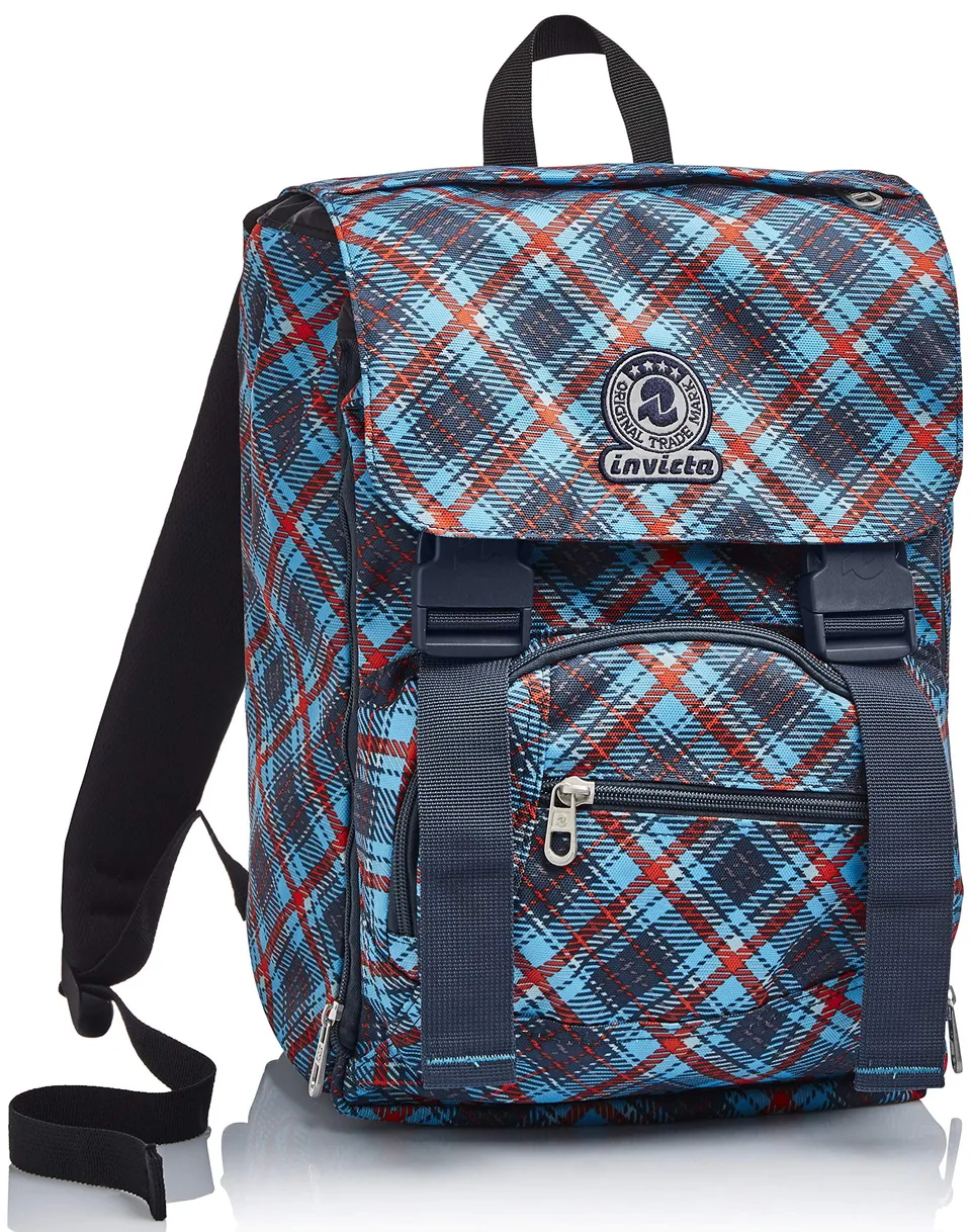 invicta-square-tartan-rucksack-blau-kariert-erweiterbar image 1
