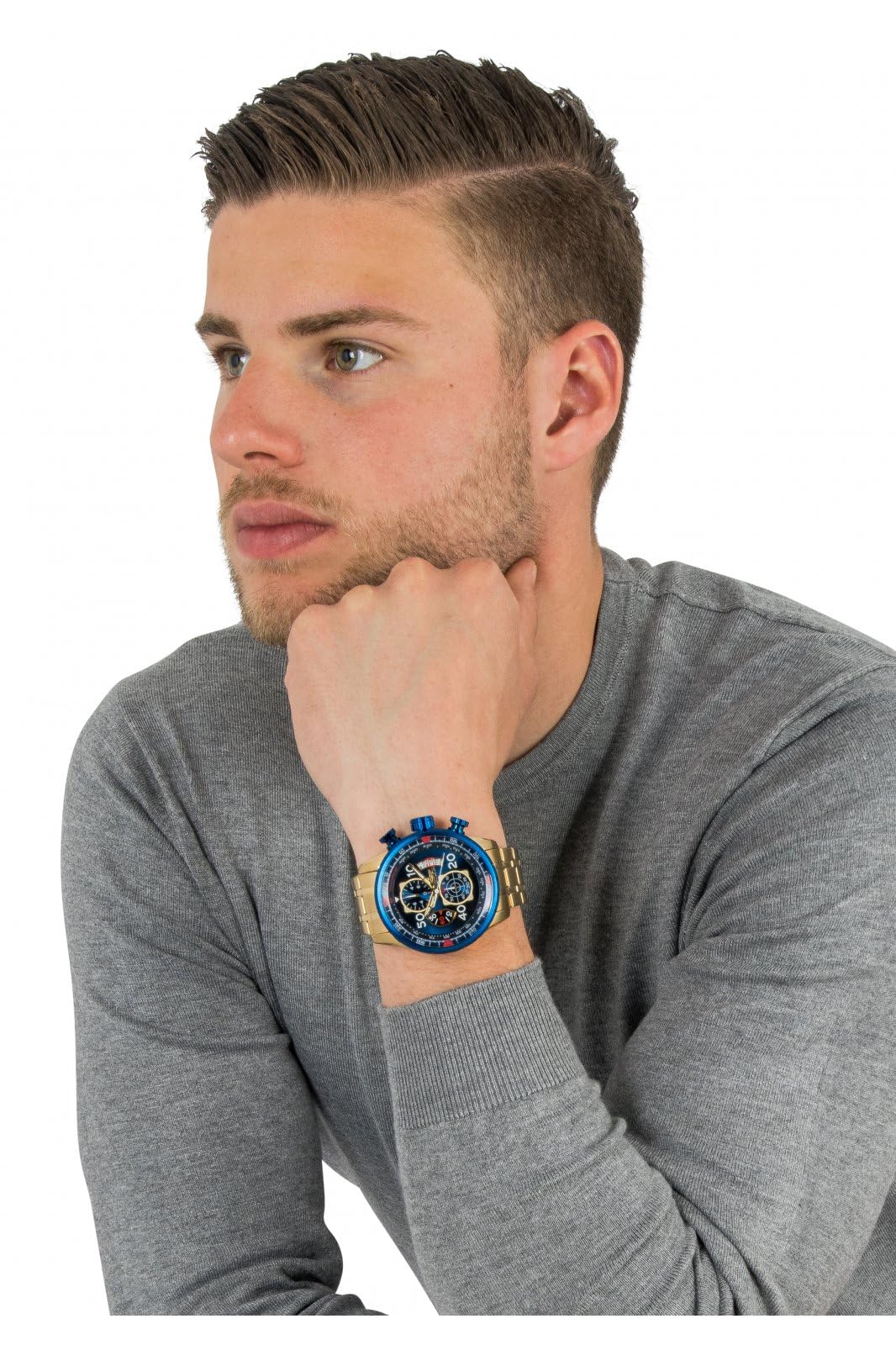 invicta-aviator-herrenuhr-47mm-gold-blau-quarz-edelstahl image 5