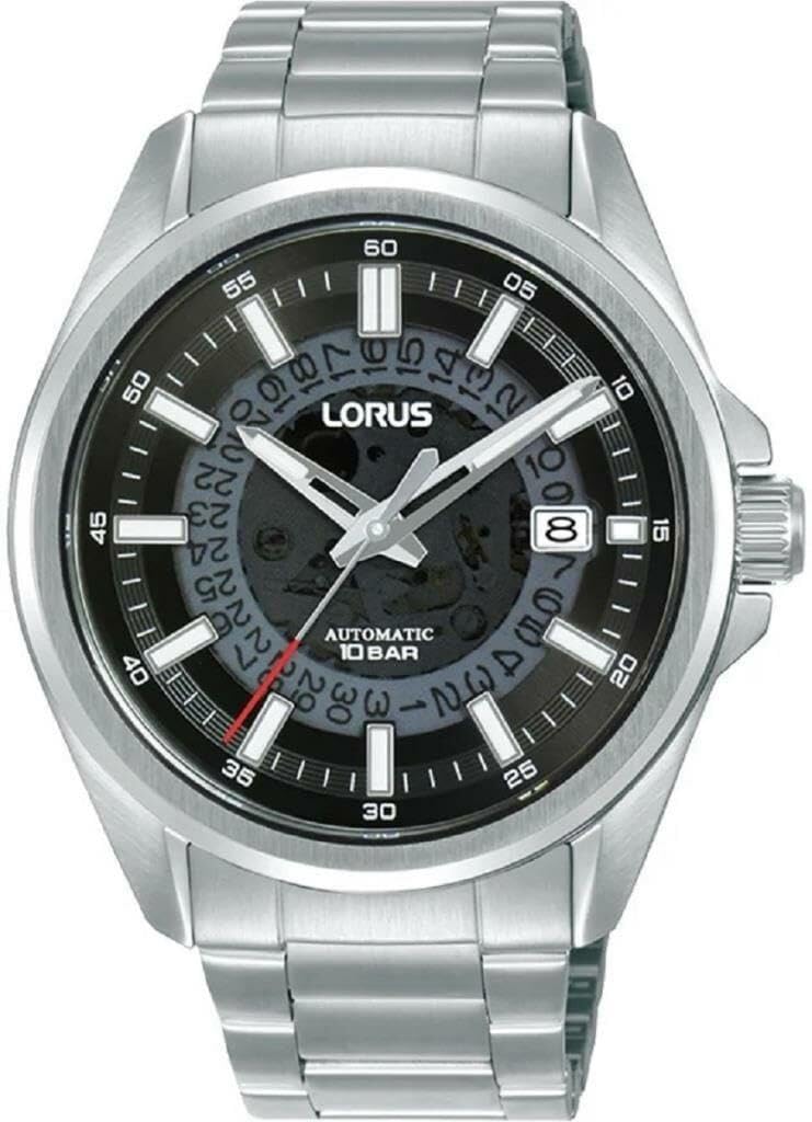 lorus-herrenuhren-automatikuhr-silber-schwarz-edelstahl image 1