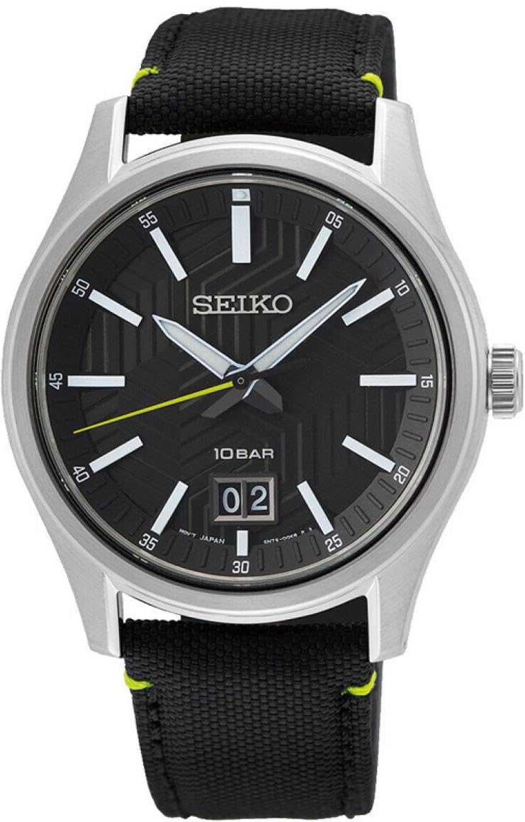seiko-classic-analog-quarz-herrenuhr-silber-schwarz-edelstahl image 1