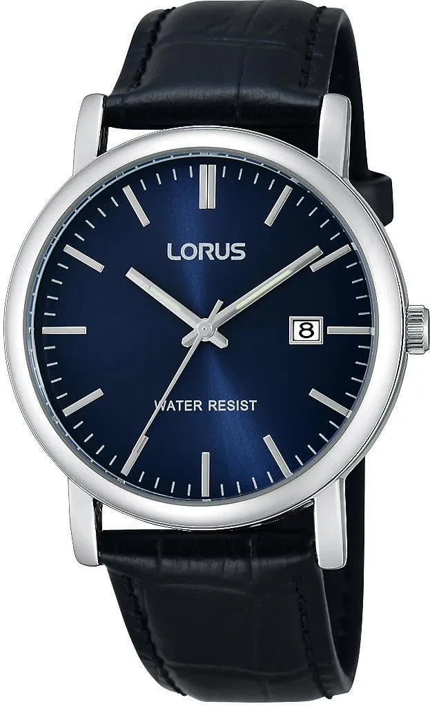lorus-klassik-herrenuhr-38mm-blau-leder-palladium-quarz image 1