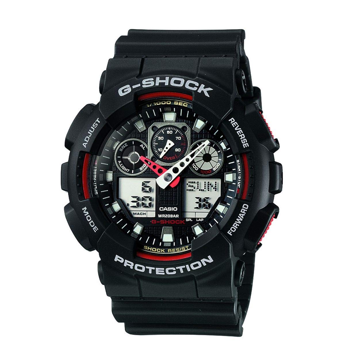 casio-g-shock-ga-100-herrenuhr-rot-schwarz-analog-digital image 1