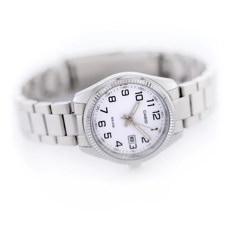 casio-damen-analog-quarz-armbanduhr-edelstahl-silber image 1