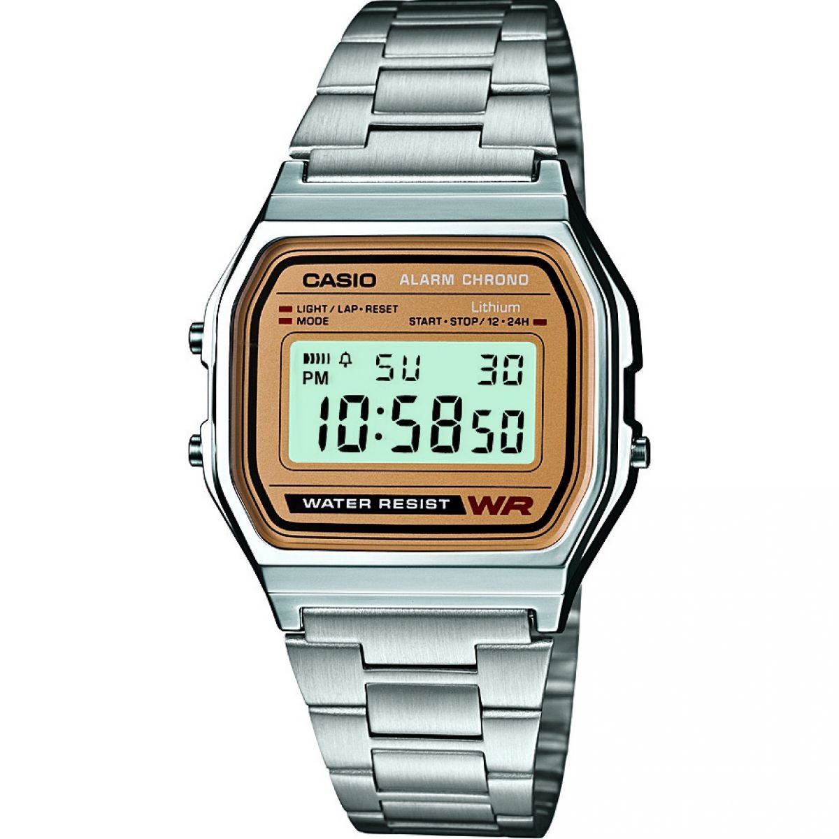 casio-retro-a158wea-unisex-digitaluhr-edelstahl-silber-gold image 1