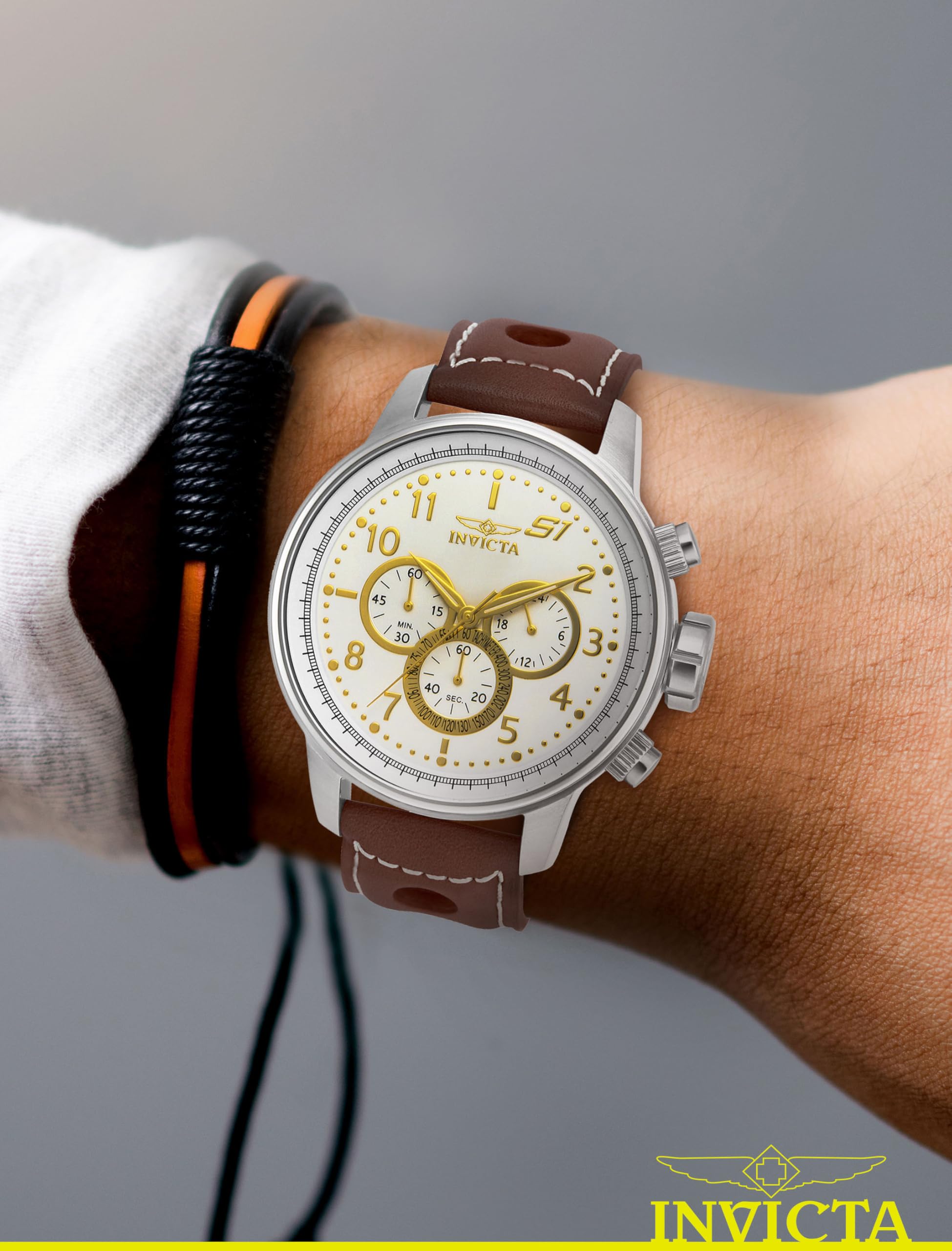 invicta-s1-rally-herrenuhr-48mm-braun-wei-quarz-edelstahl image 3