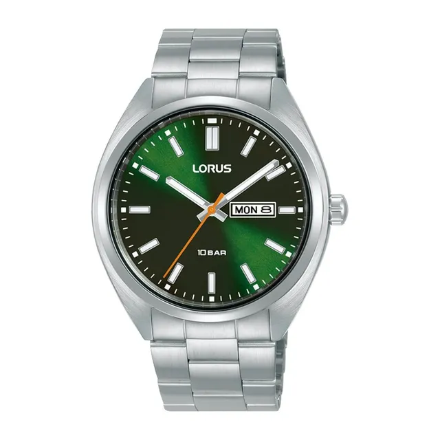 lorus-herrenuhren-quarz-uhr-silber-gr-n-edelstahl image 1