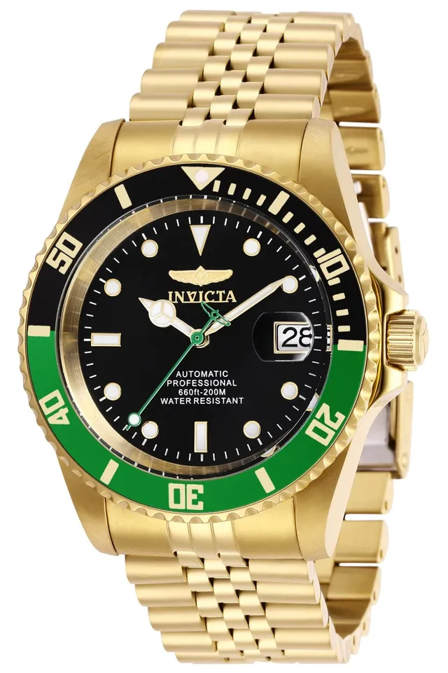 invicta-pro-diver-automatikuhr-herren-42mm-gold-schwarz-gr-n image 1