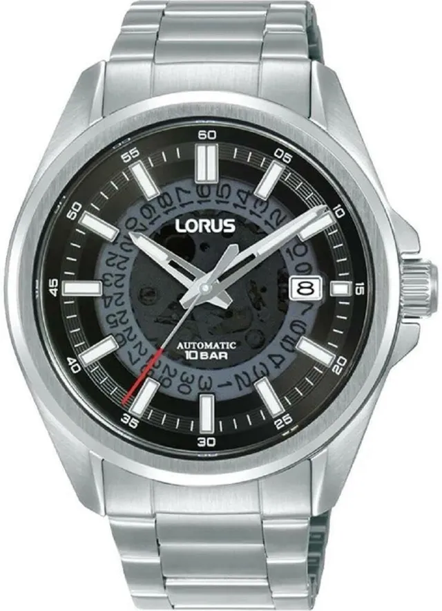 lorus-herrenuhren-automatikuhr-silber-schwarz-edelstahl image 1