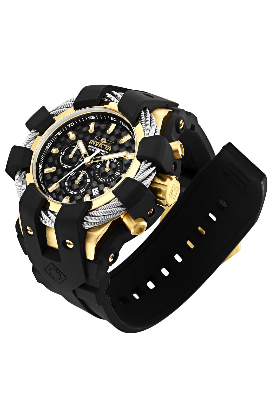 invicta-bolt-herrenuhr-48mm-schwarz-silber-gold-quarz image 2