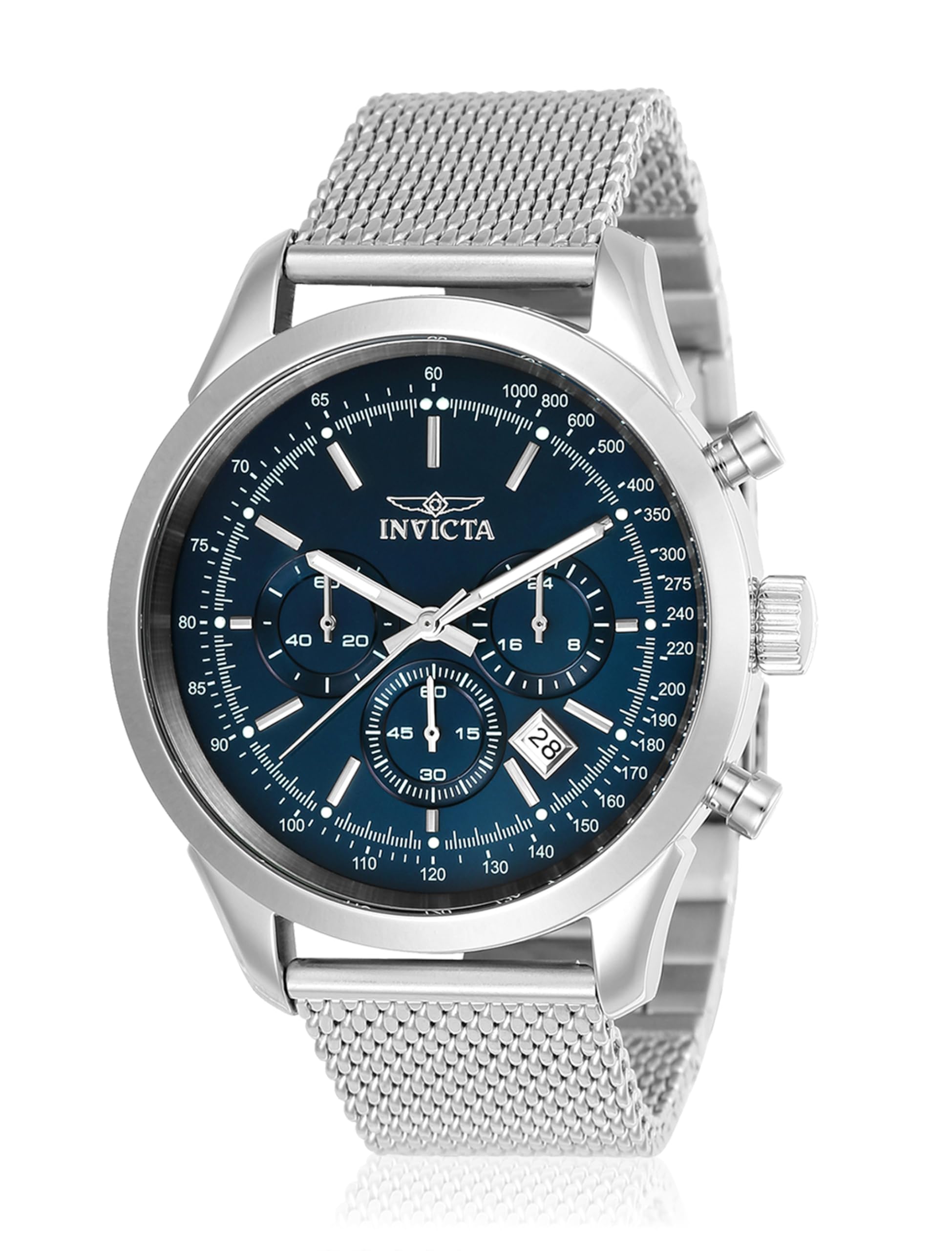 invicta-speedway-herrenuhr-45mm-silber-blau-edelstahl-quarz image 1