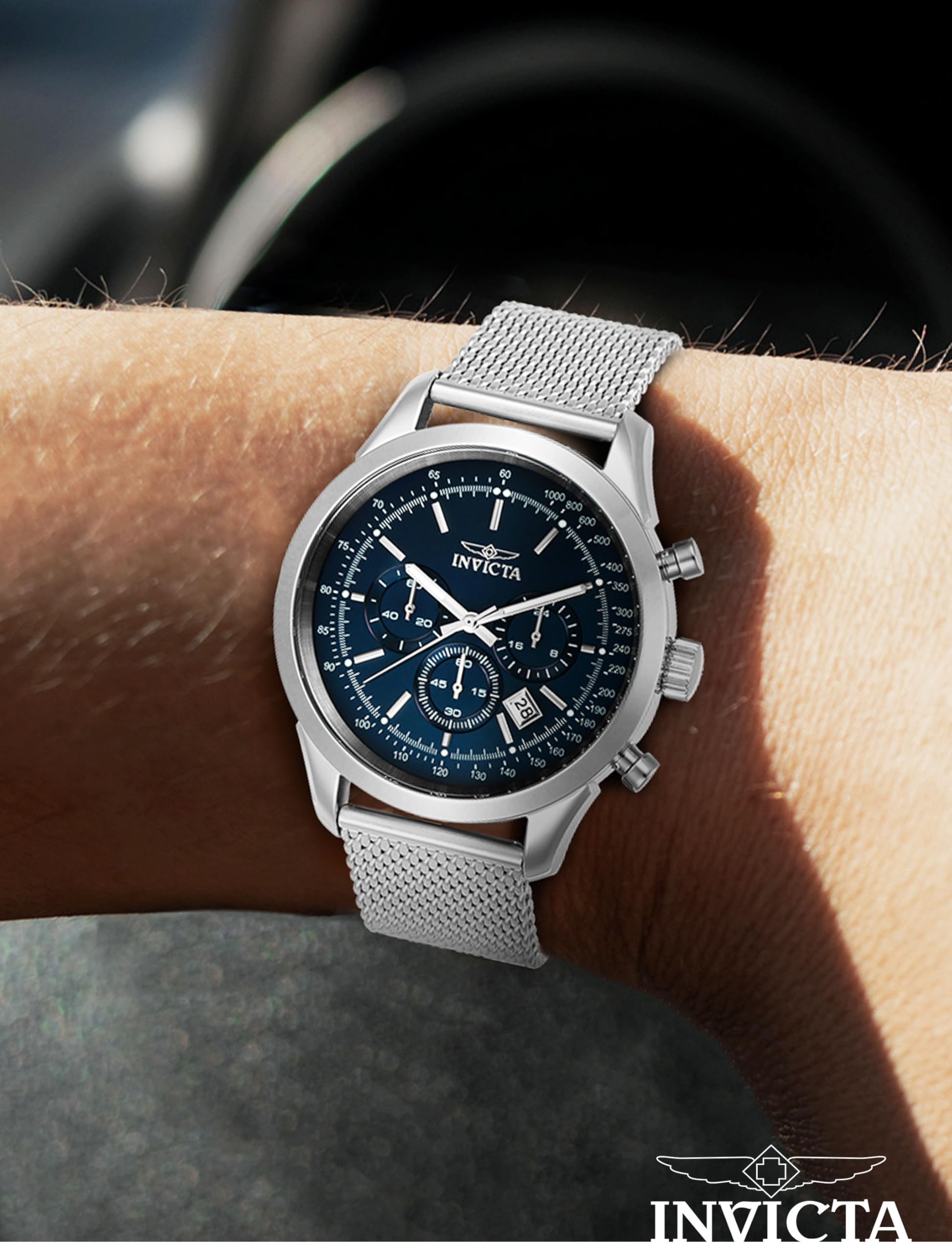 invicta-speedway-herrenuhr-45mm-silber-blau-edelstahl-quarz image 2
