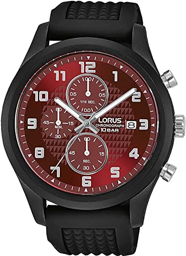 lorus-herrenuhren-herren-uhr-schwarz-rot-analog image 4