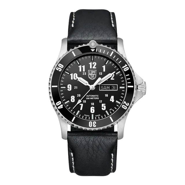 luminox-sport-timer-42mm-herrenuhr-automatik-taucheruhr-leder image 1
