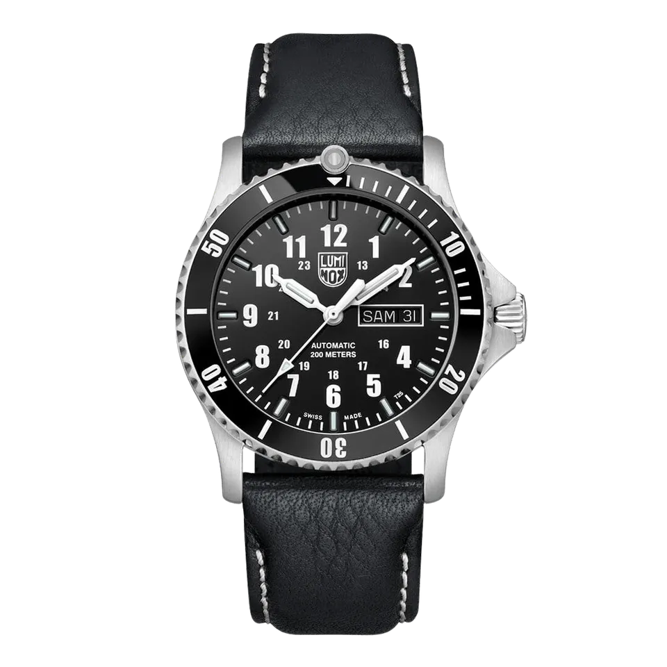 luminox-sport-timer-42mm-herrenuhr-automatik-taucheruhr-leder image 1