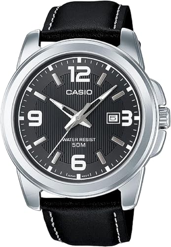casio-analog-herrenuhr-schwarz-leder-45mm-quarz image 3