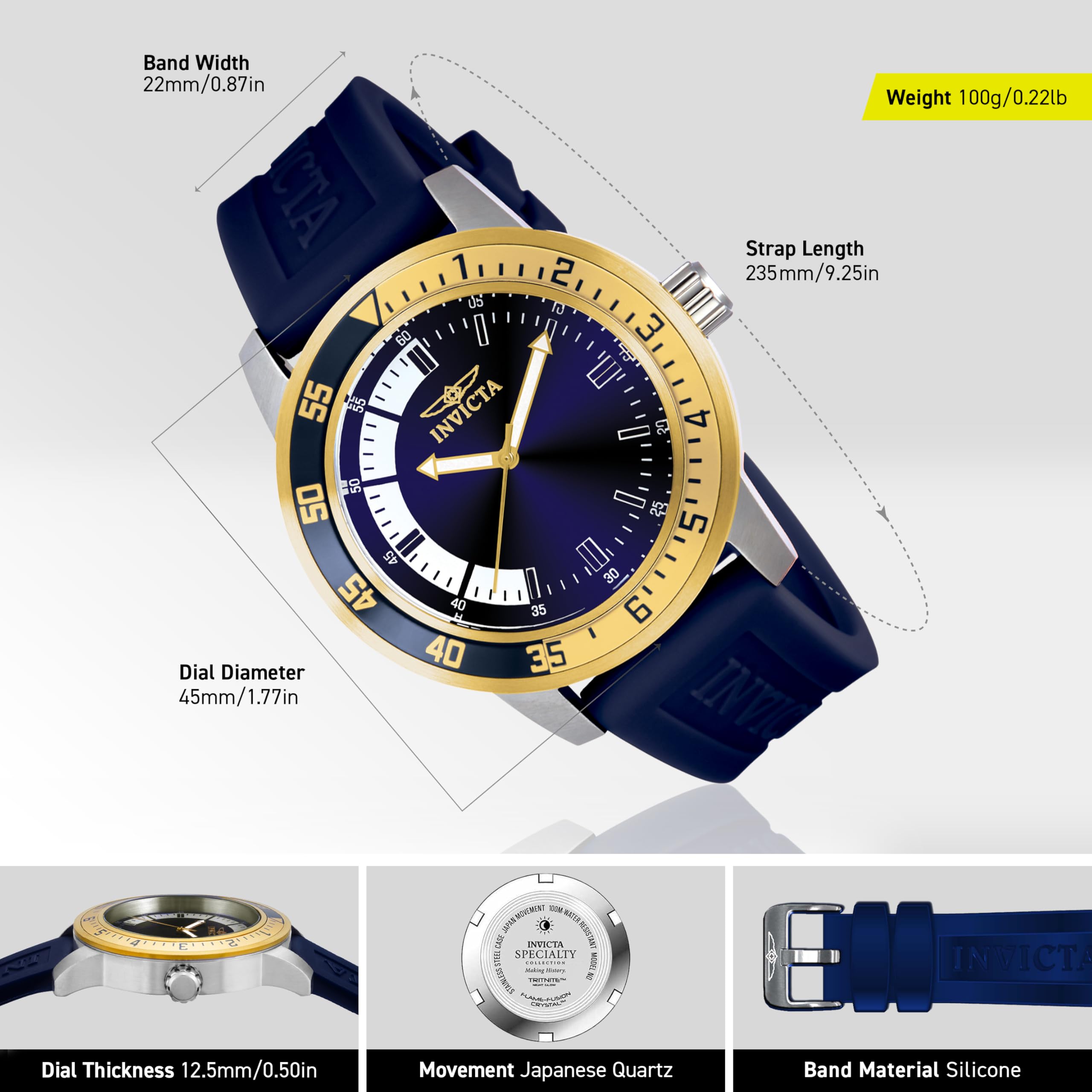 invicta-specialty-herren-quarzuhr-45mm-blau-gold-edelstahl image 7