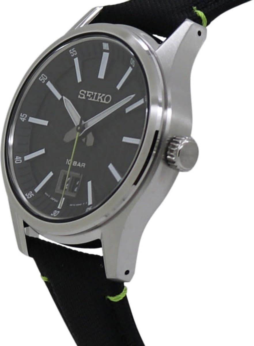 seiko-classic-analog-quarz-herrenuhr-silber-schwarz-edelstahl image 2