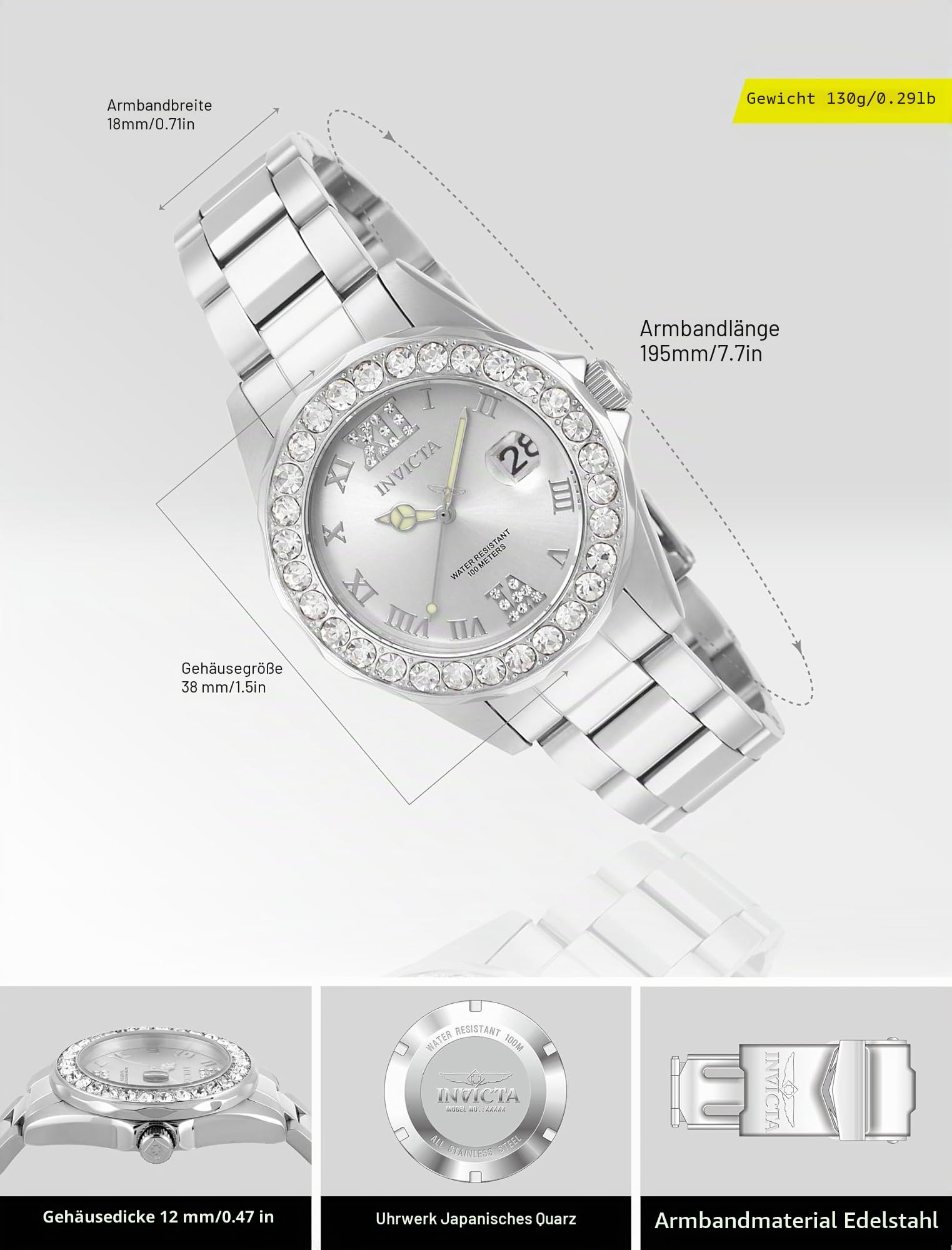 invicta-pro-diver-damenuhr-38mm-silber-edelstahl image 3