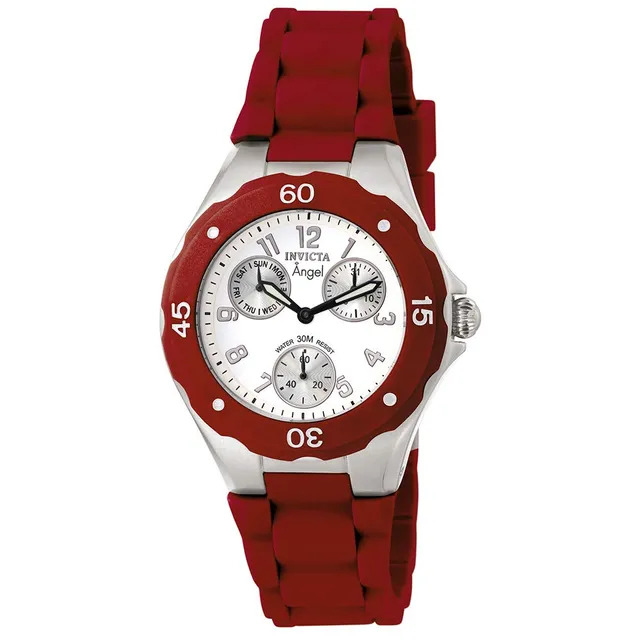 invicta-angel-damen-quarzuhr-38mm-silber-rot image 1