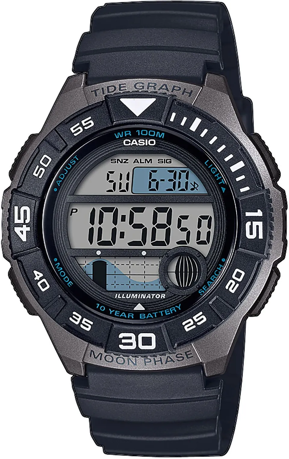 casio-digitaluhr-herren-schwarz-resin-10-bar-mondphase image 1