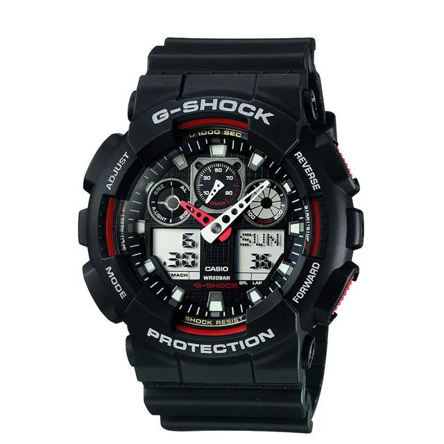 casio-g-shock-ga-100-herrenuhr-rot-schwarz-analog-digital image 1