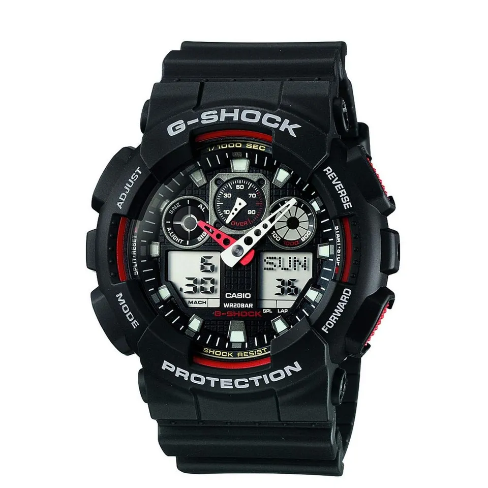 casio-g-shock-ga-100-herrenuhr-rot-schwarz-analog-digital image 1