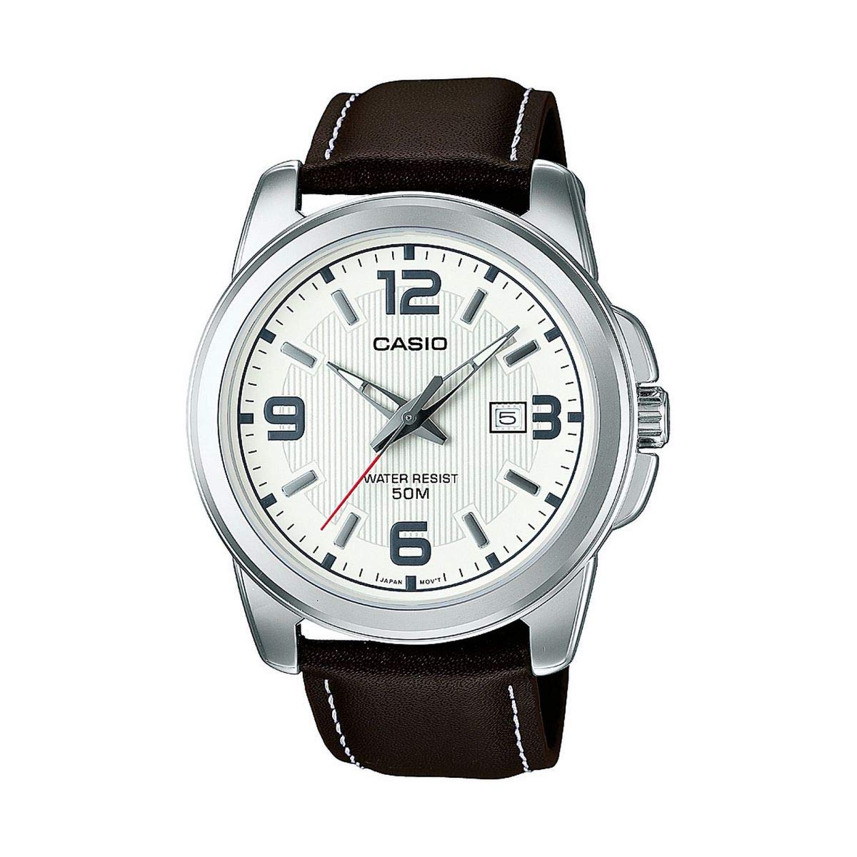 casio-analog-herrenuhr-schwarz-leder-45mm-quarz image 2