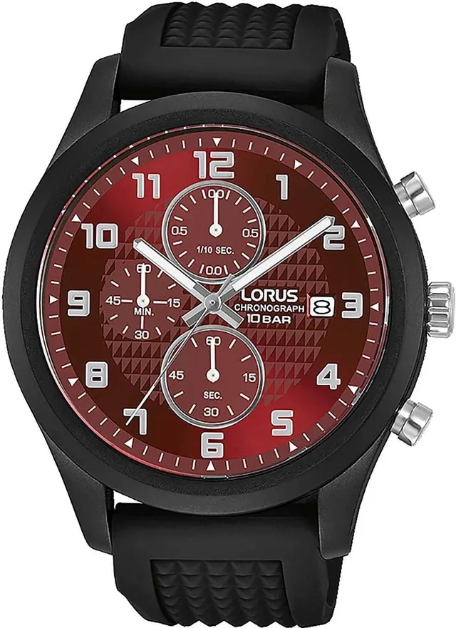 lorus-herrenuhren-herren-uhr-schwarz-rot-analog image 1