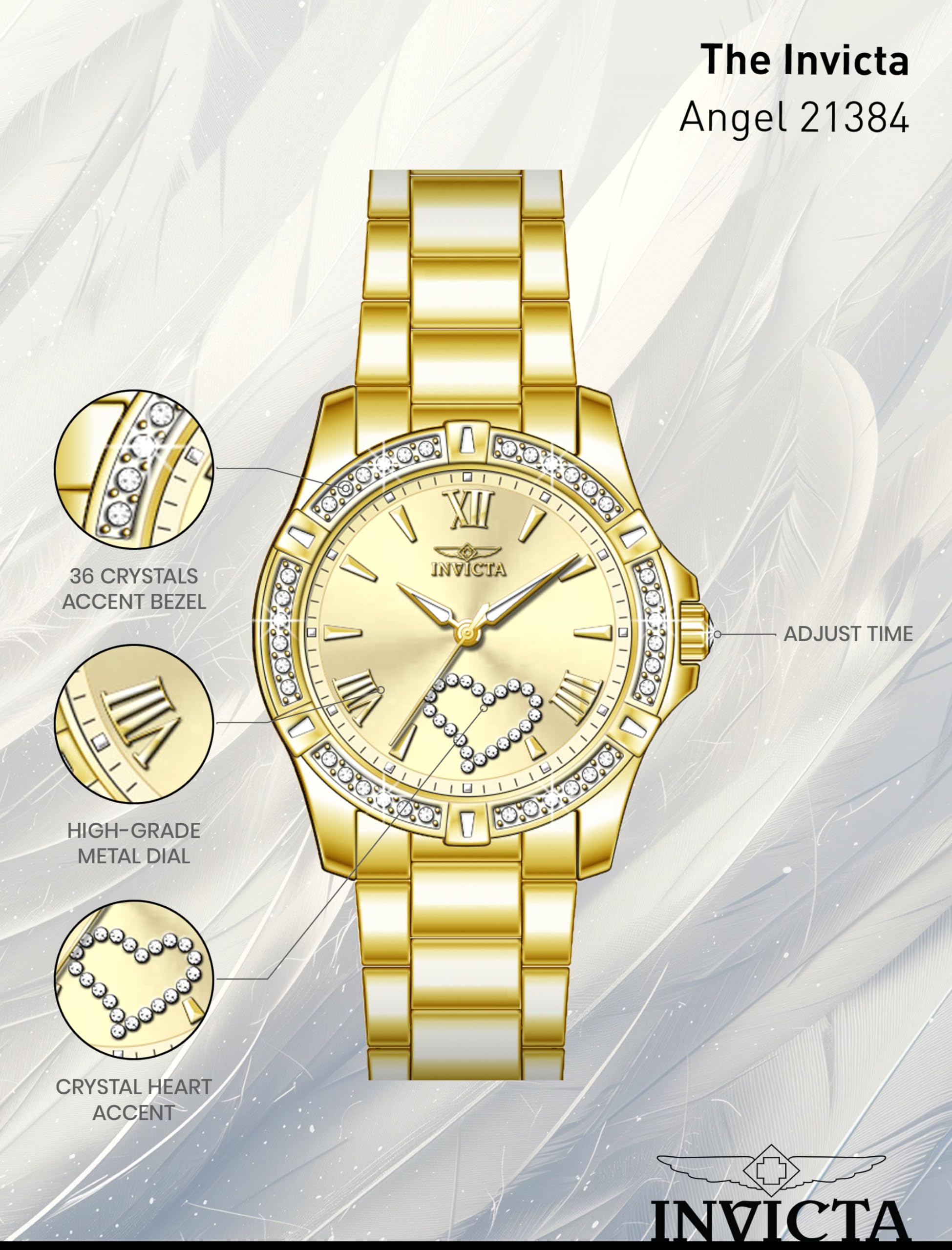 invicta-angel-damenuhr-34mm-gold-quarz-edelstahl image 4