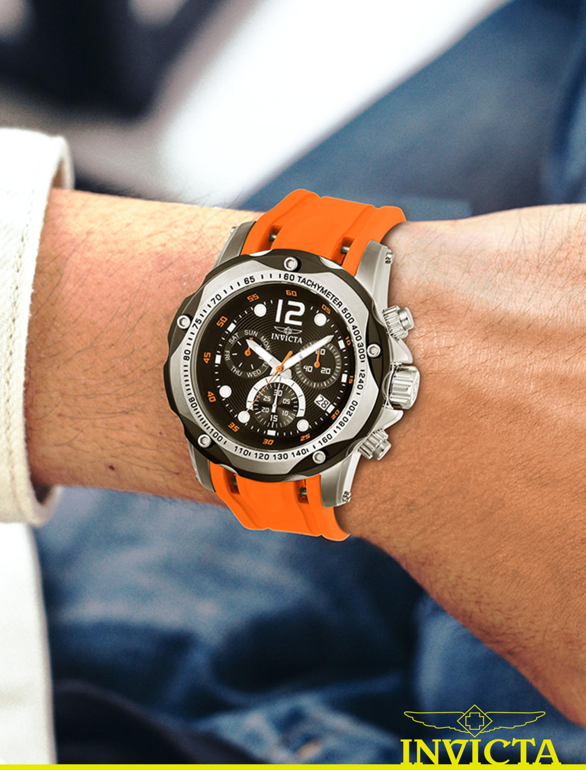 invicta-speedway-herrenuhr-51mm-silber-orange-quarz-edelstahl image 2