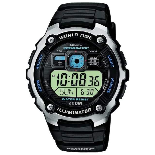 casio-collection-herren-digitaluhr-resin-weltzeit-schwarz image 1