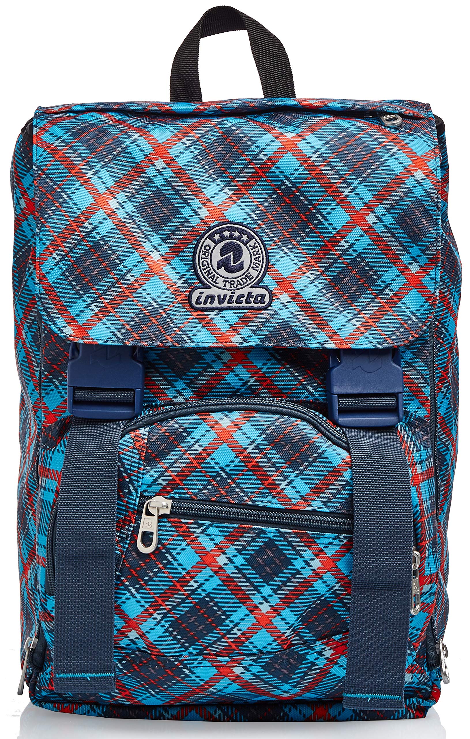 invicta-square-tartan-rucksack-blau-kariert-erweiterbar image 2